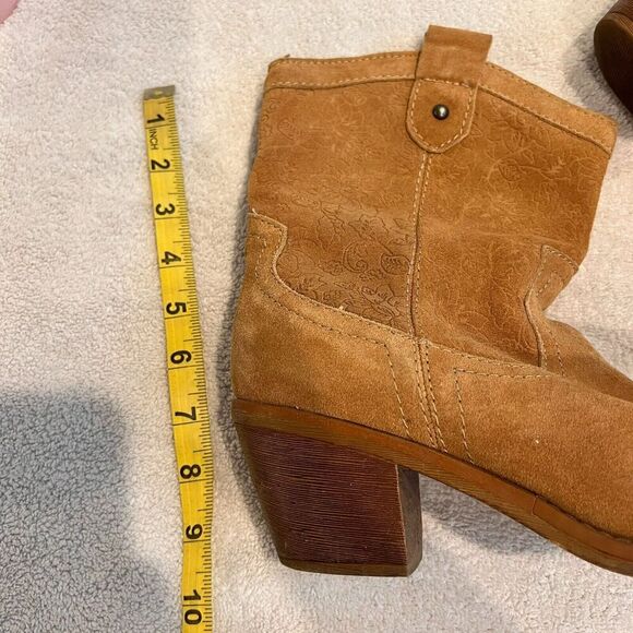 Limelight Brown Ankle Boots Floral Leather Womens 9 Block Heel Cowgirl Western - Picture 11 of 11